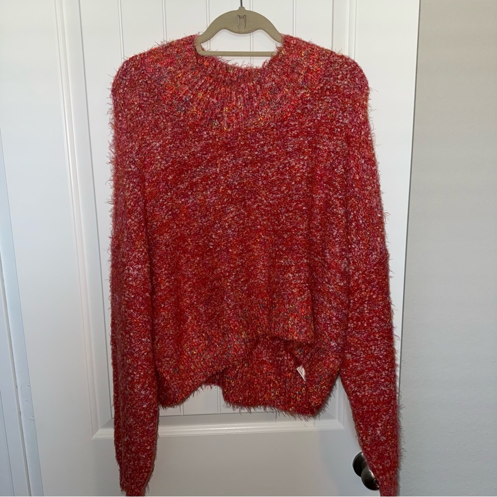 FREE PEOPLE Cozy Red Knit Sweater